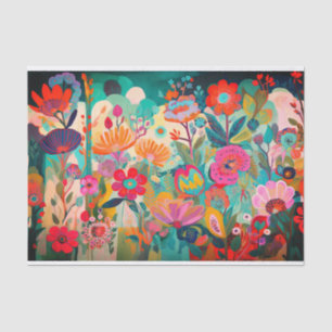 Hot Pink Colour Flower Abstract Painting Decoupage Tissue Paper