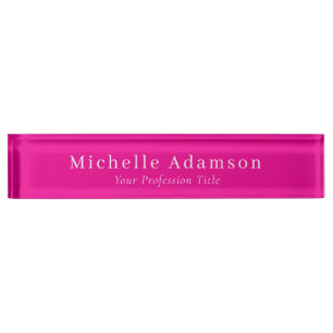 Hot Pink Colour Professional Plain Modern Nameplate