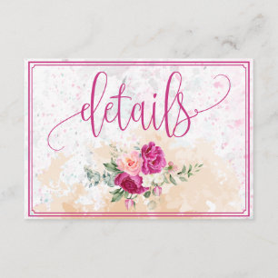 Hot Pink Colour Splash Wedding Details Enclosure Card