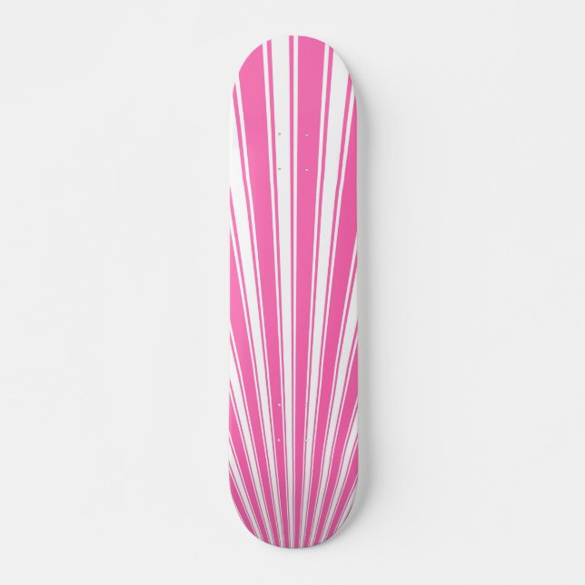 Hot pink Colour Stripe Funky Pattern Skateboard (Front)