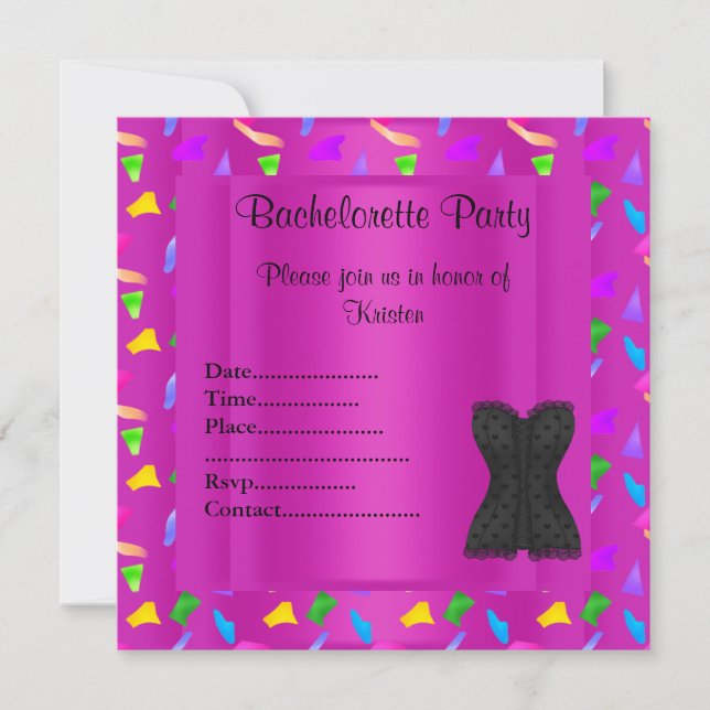 HOT PINK confetti BACHELORETTE INVITATION DU PARTI (Devant)