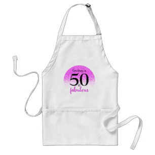 Hot Pink Confetti Dots 50 and Fabulous Birthday Standard Apron