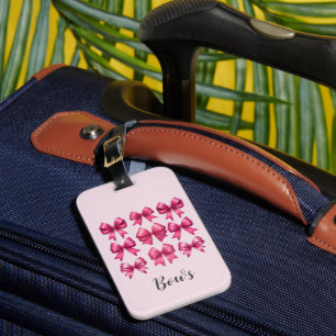 Hot Pink Coquette Bows  Luggage Tag
