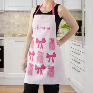 Hot Pink Coquette Pickle Jar and Bow Personalized Apron