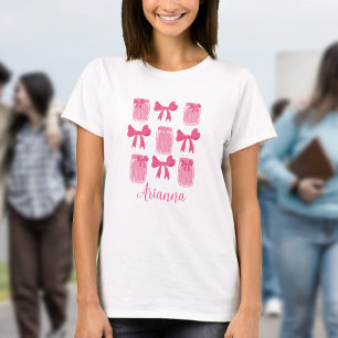 Hot Pink Coquette Pickle Jar and Bow Personalized T-Shirt