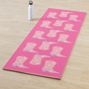 Hot Pink Cowgirl Boot Rodeo Yoga Mat
