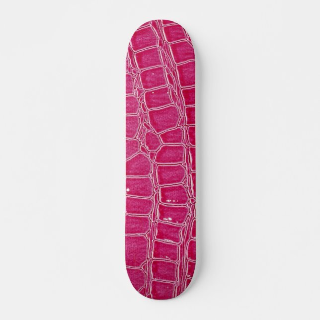 Hot Pink Croc Crocodile Skin Faux Comp Skateboard (Front)