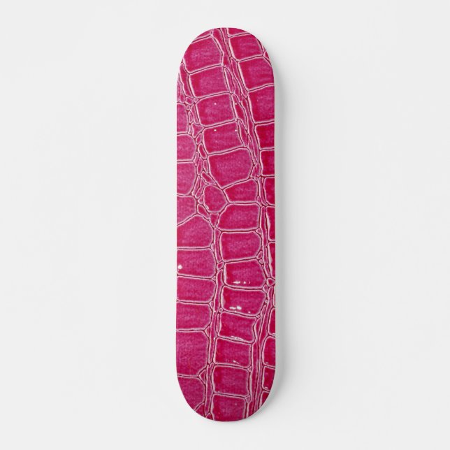 Hot Pink Croc Crocodile Skin Faux Mini Skateboard (Front)