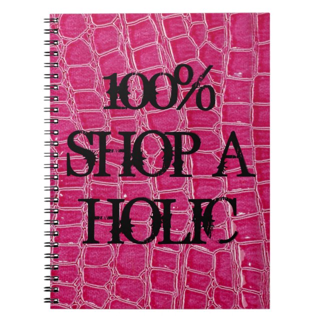 Hot Pink Croc Crocodile Skin Faux Spiral Notebook (Front)