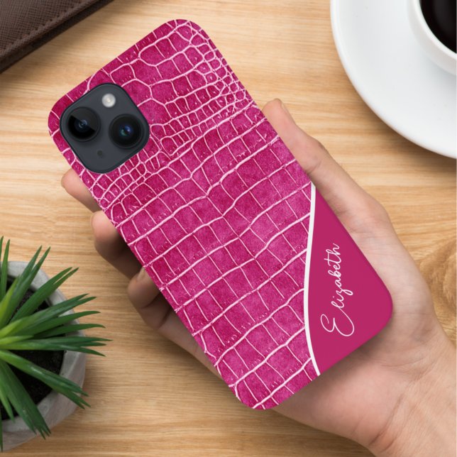 Hot Pink Crocodile Personalized Case-Mate iPhone Case (Creator Uploaded)