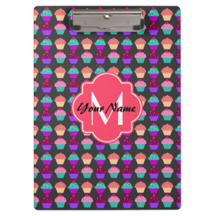 Hot Pink Cupcakes Personalized Name,Monogram Clipboard