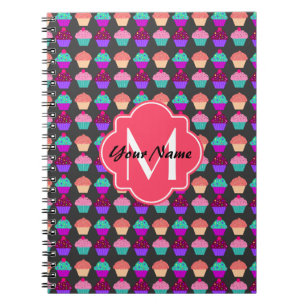 Hot Pink Cupcakes Personalized Name,Monogram Notebook