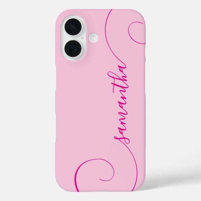 Hot Pink Curly Signature Case-Mate iPhone Case (Back)