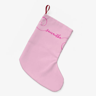 Hot Pink Curly Signature Small Christmas Stocking