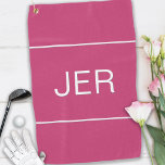 Hot Pink Custom Monogrammed Stylish Golfer Sports Golf Towel<br><div class="desc">Classic girly design features custom monogrammed initials in white shadowed font on a feminine hot pink colour background centred between two matching single stripes. Customize with the easy-to-use template. Be sure to see our integrated collection of coordinating colours and golf accessories on other matching products in the collection link at...</div>