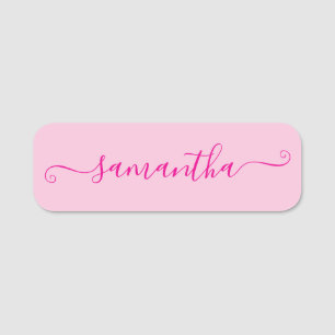Hot Pink Cute Signature Name Tag
