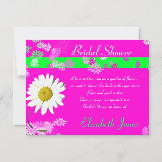Hot Pink Daisy Bridal Shower Invite (Front)