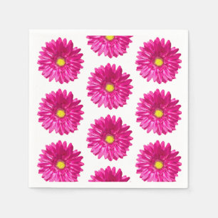 Hot Pink Daisy Floral Paper Napkins
