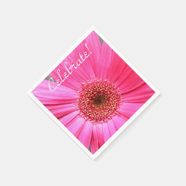 Hot Pink Daisy Napkin (Corner)