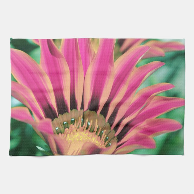 Hot Pink Daisy Petals Kitchen Towel (Horizontal)
