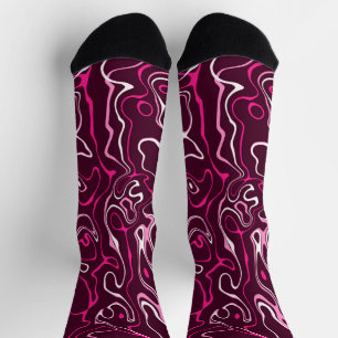 Hot pink damascus abstract swirls cool pattern socks