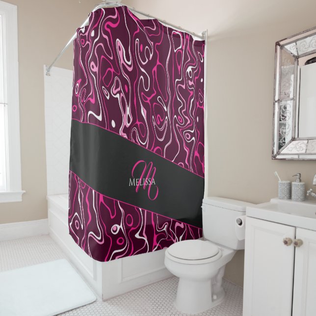 Hot pink damascus abstract swirls Custom Monogram (In Situ)