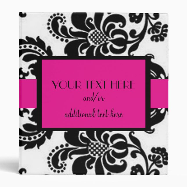 Hot Pink Damask Binder (Front)