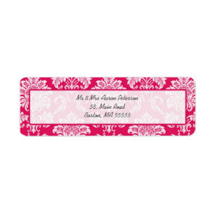 Hot Pink Damask Customizable Address Labels