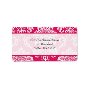 Hot Pink Damask Customizable Address Labels
