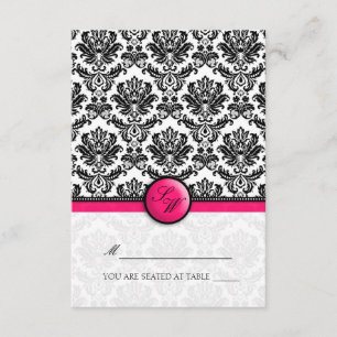 Hot Pink Damask Folding Tent  Place Card