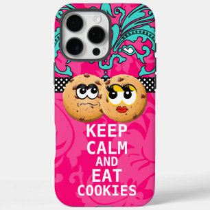 Hot Pink Damask KEEP CALM AND Eat Cookies iPhone 16 Pro Max Case