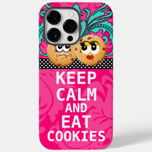 Hot Pink Damask KEEP CALM AND Eat Cookies Case-Mate iPhone 14 Pro Max Case