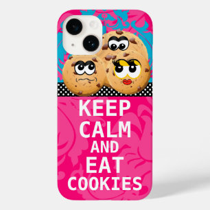 Hot Pink Damask KEEP CALM AND Eat Cookies Case-Mate iPhone 14 Case