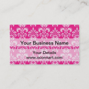 Hot pink damask pattern business card