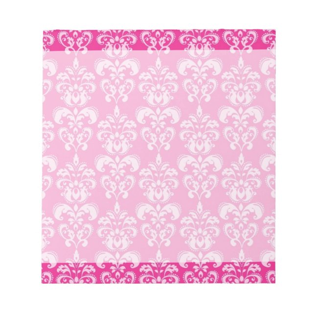 Hot pink damask pattern notepad (Front)