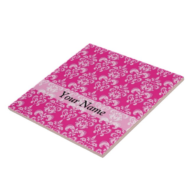 Hot pink damask pattern tile (Side)