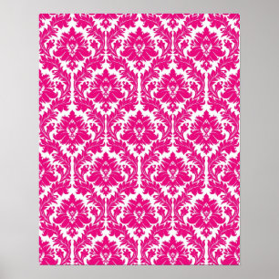 Hot Pink Damask Poster
