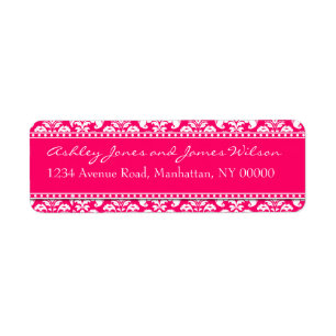 Hot Pink Damask Return Address Labels