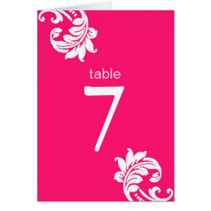 Hot Pink Damask Table Seating Cards