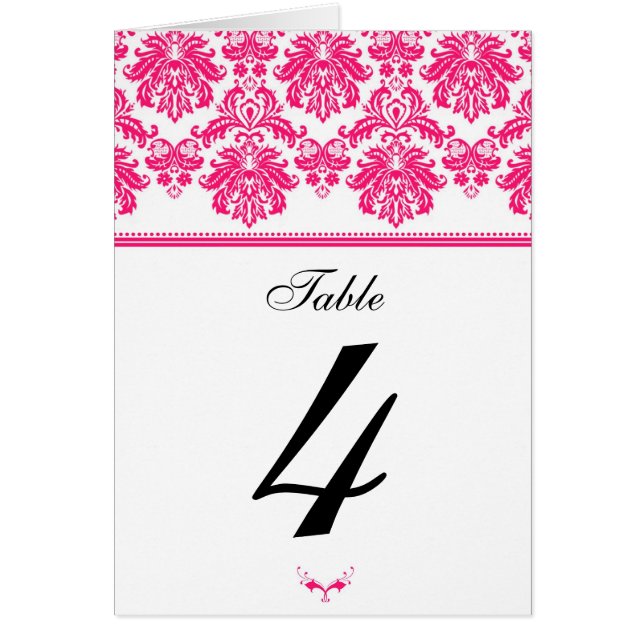 Hot Pink Damask Table Seating Number (Front)