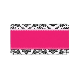 Hot Pink Damask Wedding Address Labels