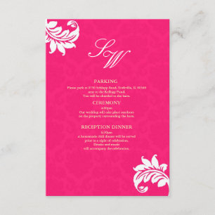 Hot Pink Damask Wedding Enclosure Card