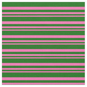 Hot Pink & Dark Green Coloured Stripes Fabric