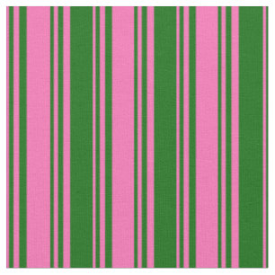 Hot Pink & Dark Green Stripes Fabric