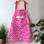 Hot Pink Dashing Apron<br><div class="desc">Bright and cheerful, this vibrant coloured apron features hand-drawn dashes for a playful pattern year round. Personalize with your own name or give as a practical and thoughtful gift!</div>