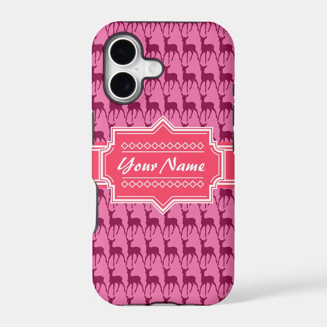 Hot Pink Deer, Personalized Name (Back)