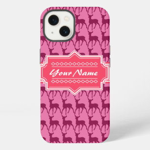 Hot Pink Deer, Personalized Name iPhone 13 Case