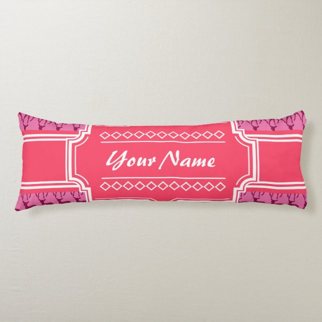 Hot Pink Deer, Personalized Name | N1 Body Pillow (Front)