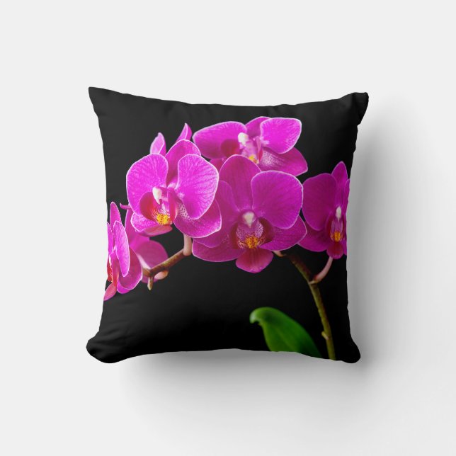 Hot Pink Dendrobium Orchid Flower Orchids Template Throw Pillow (Front)