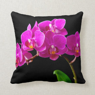 Hot Pink Dendrobium Orchid Flower Orchids Template Throw Pillow